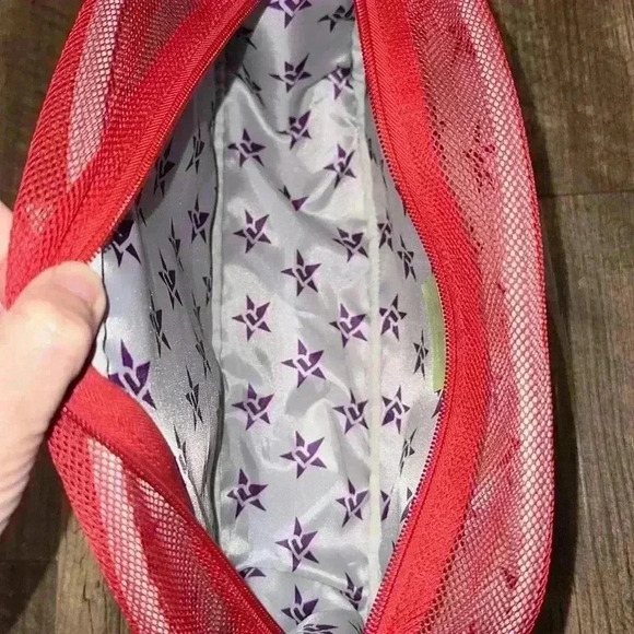 Cheer Rebel Revolution Shoe Bag BAG ONLY Black and Red Velour Mesh Zip Closure - Picture 3 of 4